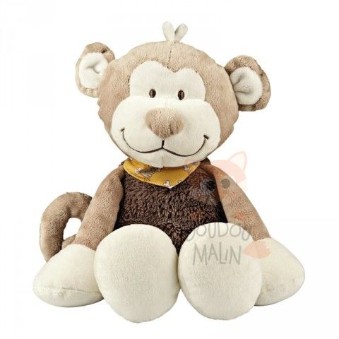  bill et bono peluche singe marron bandana beig 